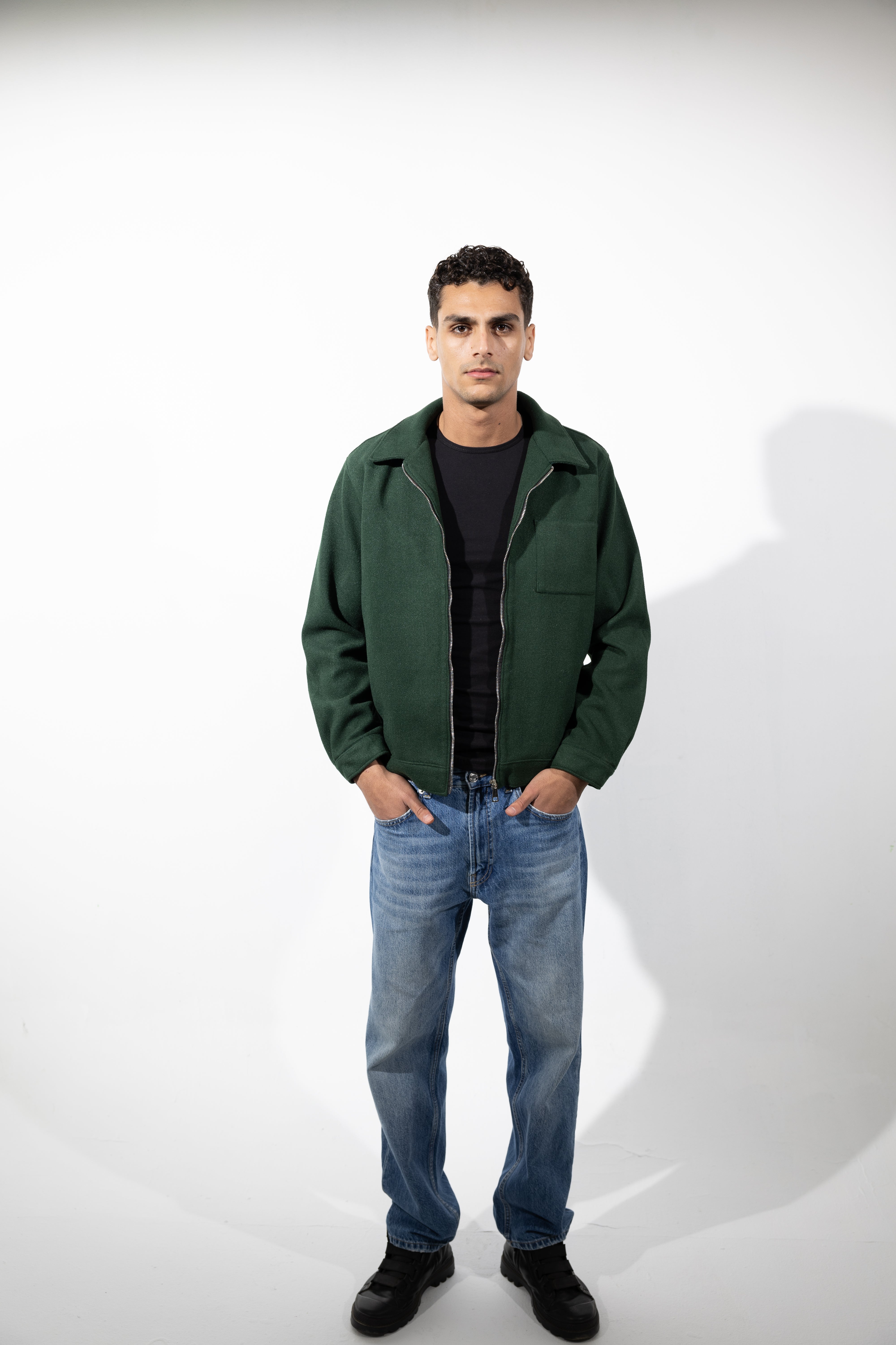 Zip Up Wool Blend Jacket