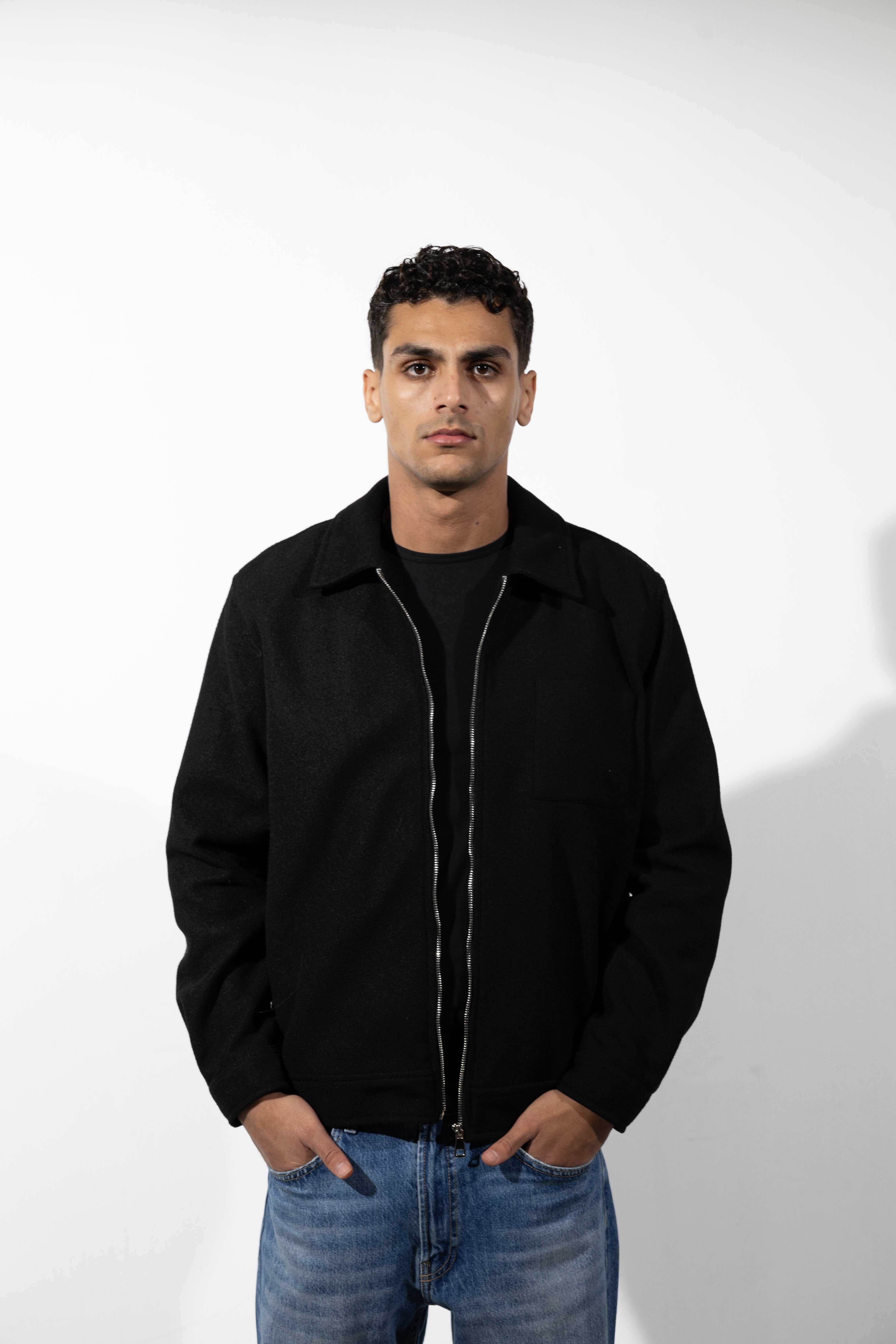 Zip Up Wool Blend Jacket